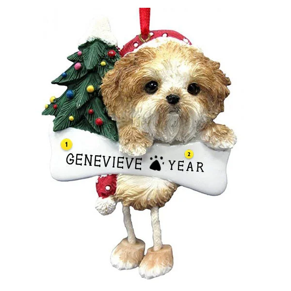 Personalized Shih Tzu Dog Ornament - Tan Puppy Cut