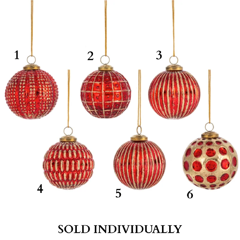 Textured Cranberry Kugel Ball Glass Ornaments (6 Styles - Sold Individually)