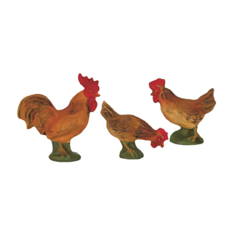 Group of Brown Chickens on base, 14-17cm scale by Marolin Manufaktur