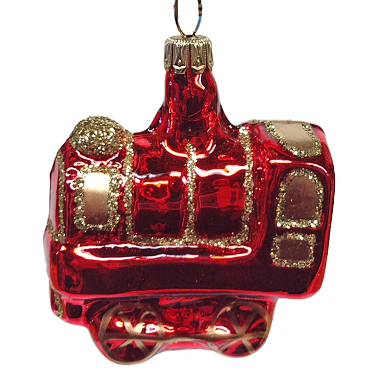 Train, Small, Red Ornament by Old German Christmas