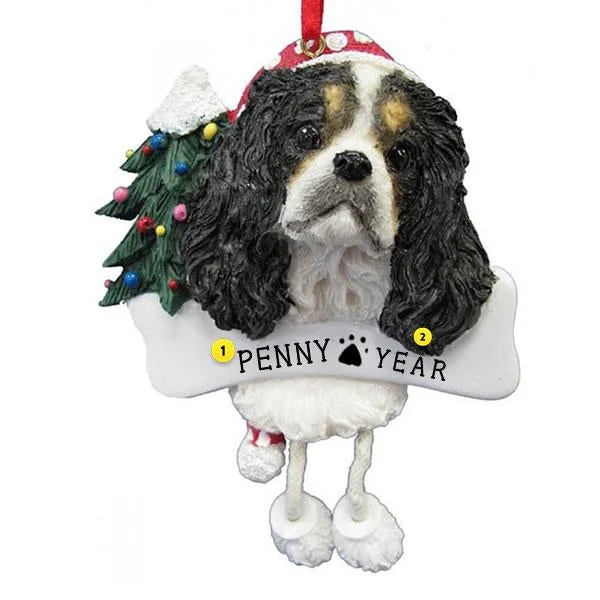 Personalized King Charles Cavalier Dog Ornament - Tri-Color