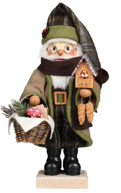 Ulbricht-Seiffener Forest Santa With Basket and Bird House Nutcracker Christmas Decoration