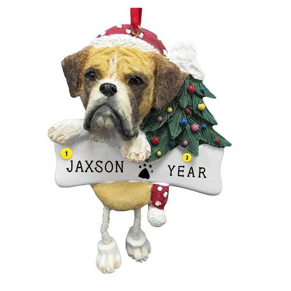 Personalized Boxer Dog Ornament - Uncropped