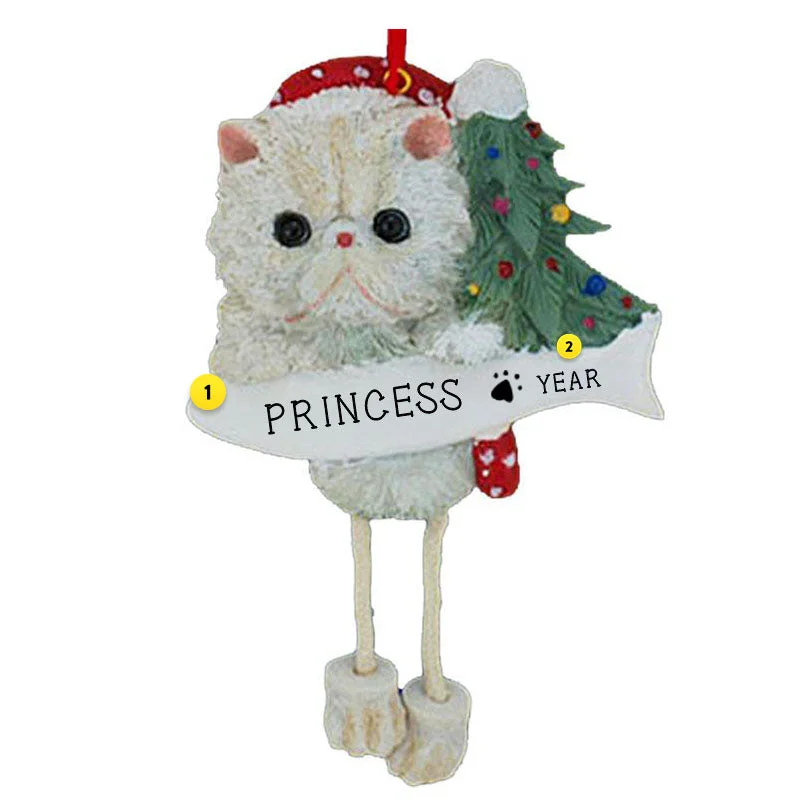 Personalized Persian Cat Ornament - White