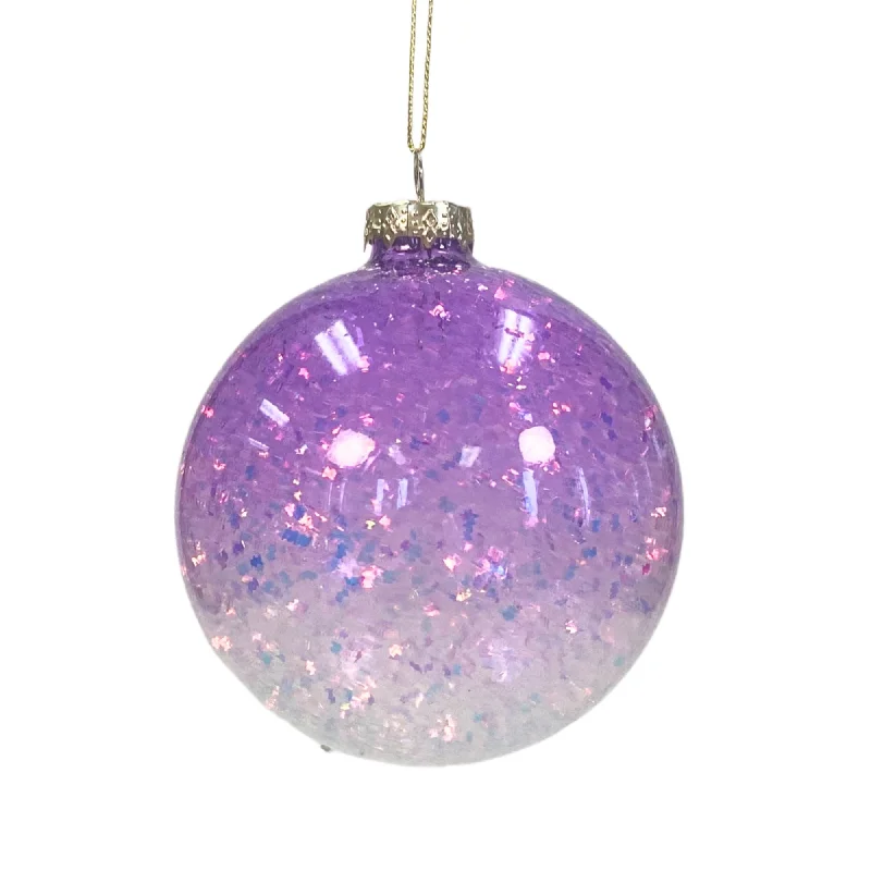 Winter Wonderland Ombre Glass Ball Ornament 4” - Lavender | GS